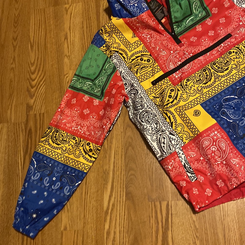 NWT Bleecker & Mercer patchwork printed multicolored 3/4 zippered jacket wm lg - Picture 4 of 10